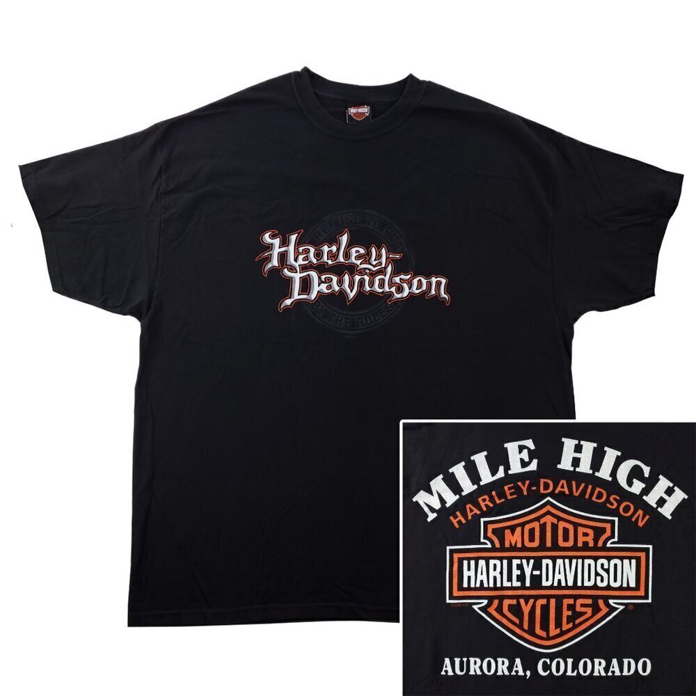 Harley Davidson Vintage T-Shirt Mile High Colorado Y2K Made USA Bar Shield 3XL